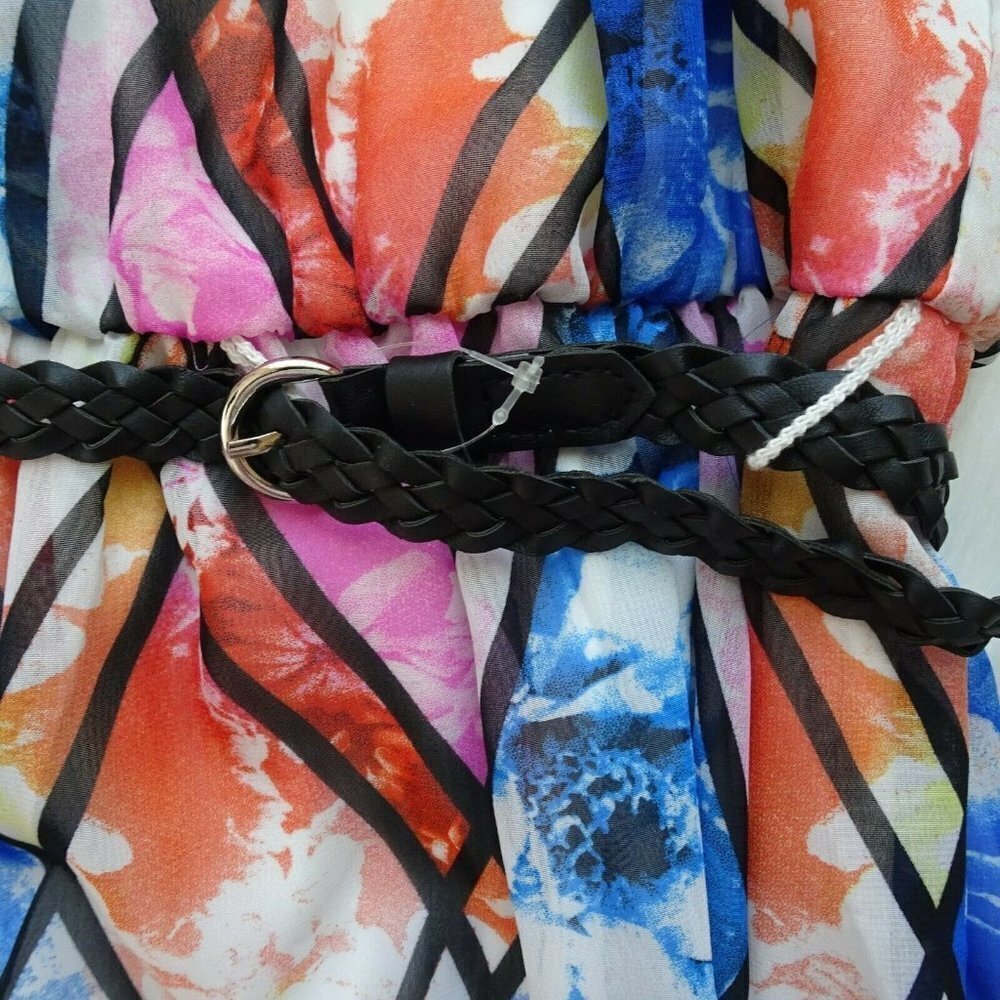 NWT Lily Rose Belted Maxi Dress Halter Neck Sleeveless Floral Boho Geometric XS - Picture 5 of 12